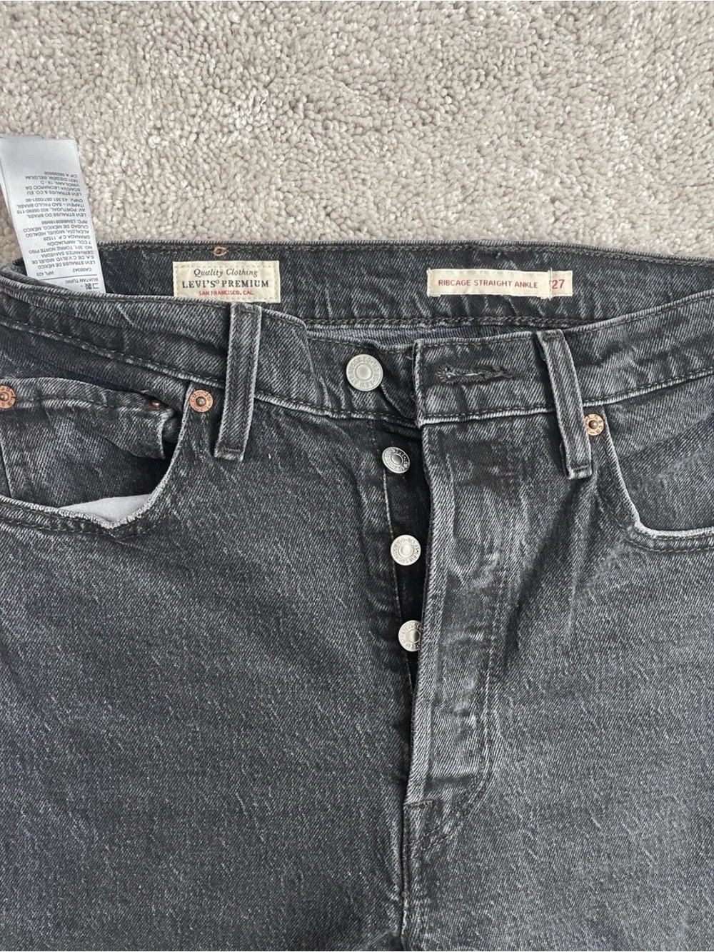 Levi's High-Rise Straight Leg Jeans in Charcoal - Picture 5 of 5